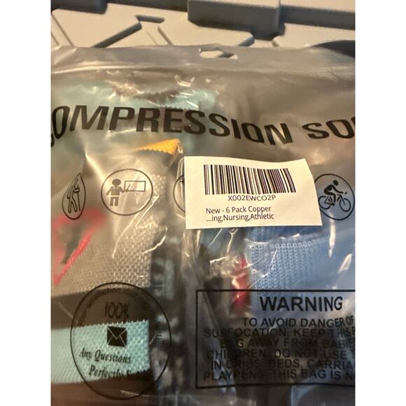 6 pairs NWT Copper Compression Socks Unisex Sz L/XL - Picture 9 of 9